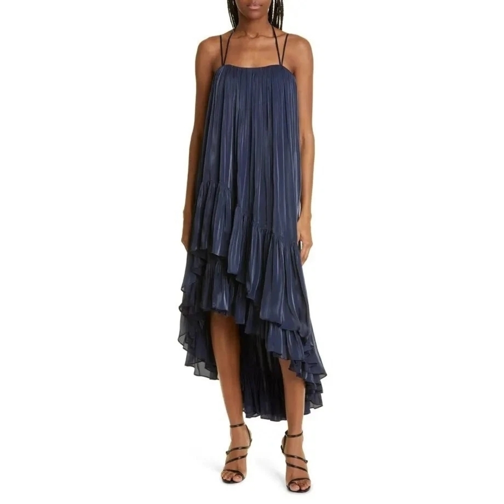 Cinq à Sept Soleil Ruffle Hi-Low Dress – Navy – Size 0 - Picture 7 of 15